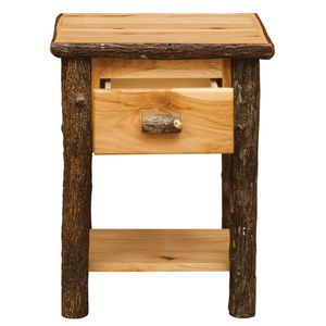 Hickory Log One Drawer End Table with Shelf - Cognac 5