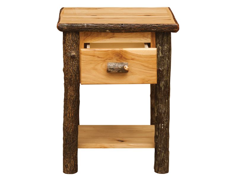 Hickory Log One Drawer End Table with Shelf - Slate 5