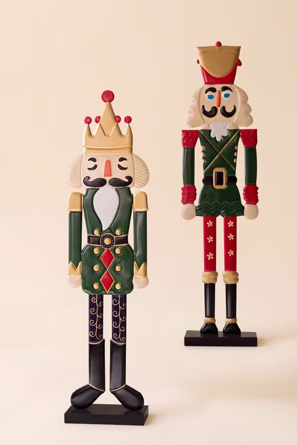Set of 2 Painted Metal Nutcrackers