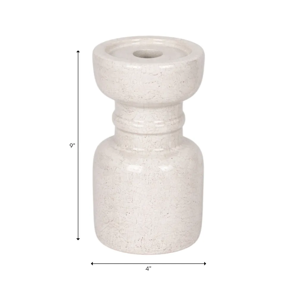 BARTONTON WHITE CANDLE HOLDER 9 (IN)