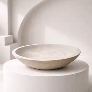 White Washed Wooden Bowl 12x12x2.5in 2