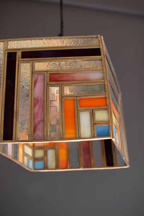 Square Stained Glass Pendant Lamp