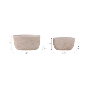 S/2 18/22" OBLONG CEMENT TEXTURE RESIN PLANTERS 9