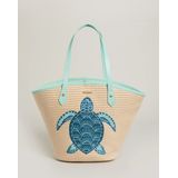 REPEAT TURTLE CANVAS TOTE - SEAFOAM 1