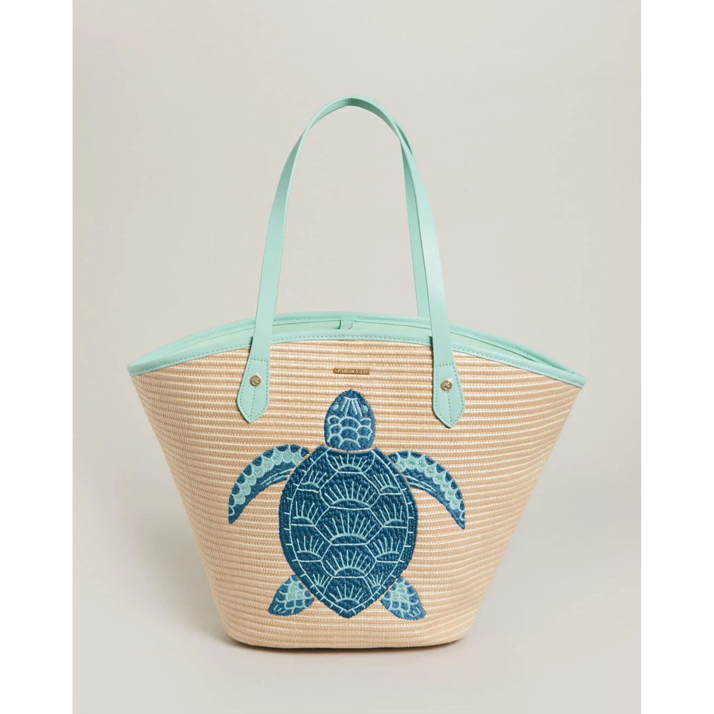 REPEAT TURTLE CANVAS TOTE - SEAFOAM