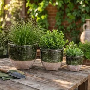 HAYFORDWAY SET OF 3 GREEN PLANTER 8 (IN) 10