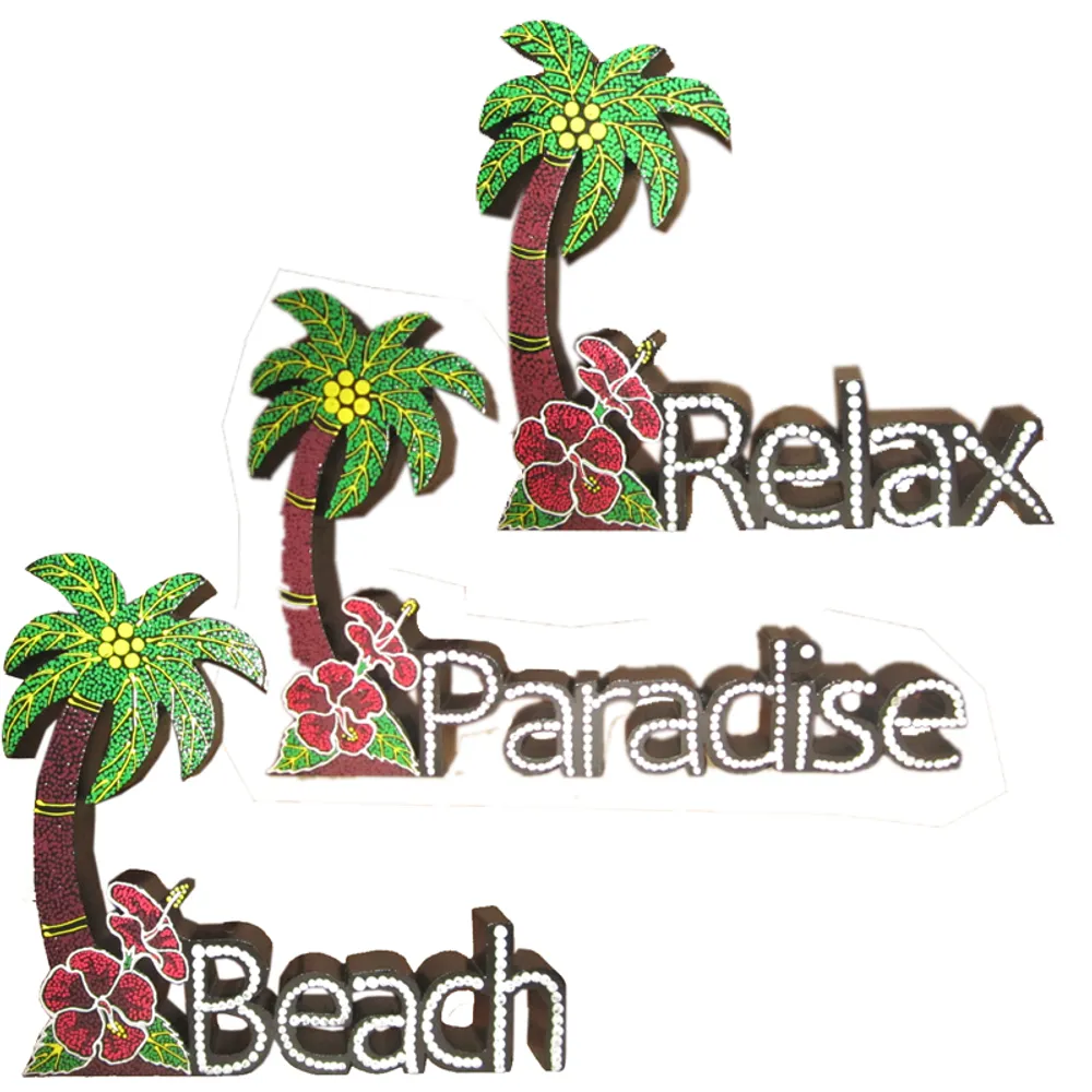 9" PALM TREE WORD FIGURE 3-ASSORTED