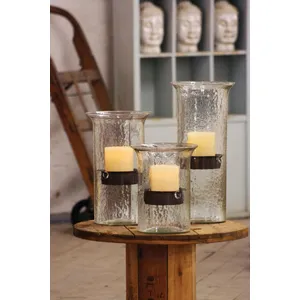 Original Glass Candle Cylinder with Rustic Insert / Large 2
