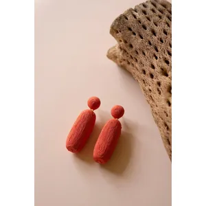 Fabricwrapped Earrings / Coral 1