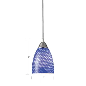 Arco Baleno 5'' Wide 1-Light Mini Pendant - Satin Nickel with Sapphire Glass 2