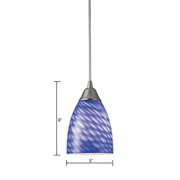 Arco Baleno 5'' Wide 1-Light Mini Pendant - Satin Nickel with Sapphire Glass