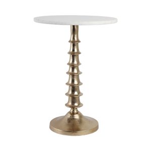 22X16" LAYERED LILYPAD ACCENT TABLE, WHITE/GOLD 1