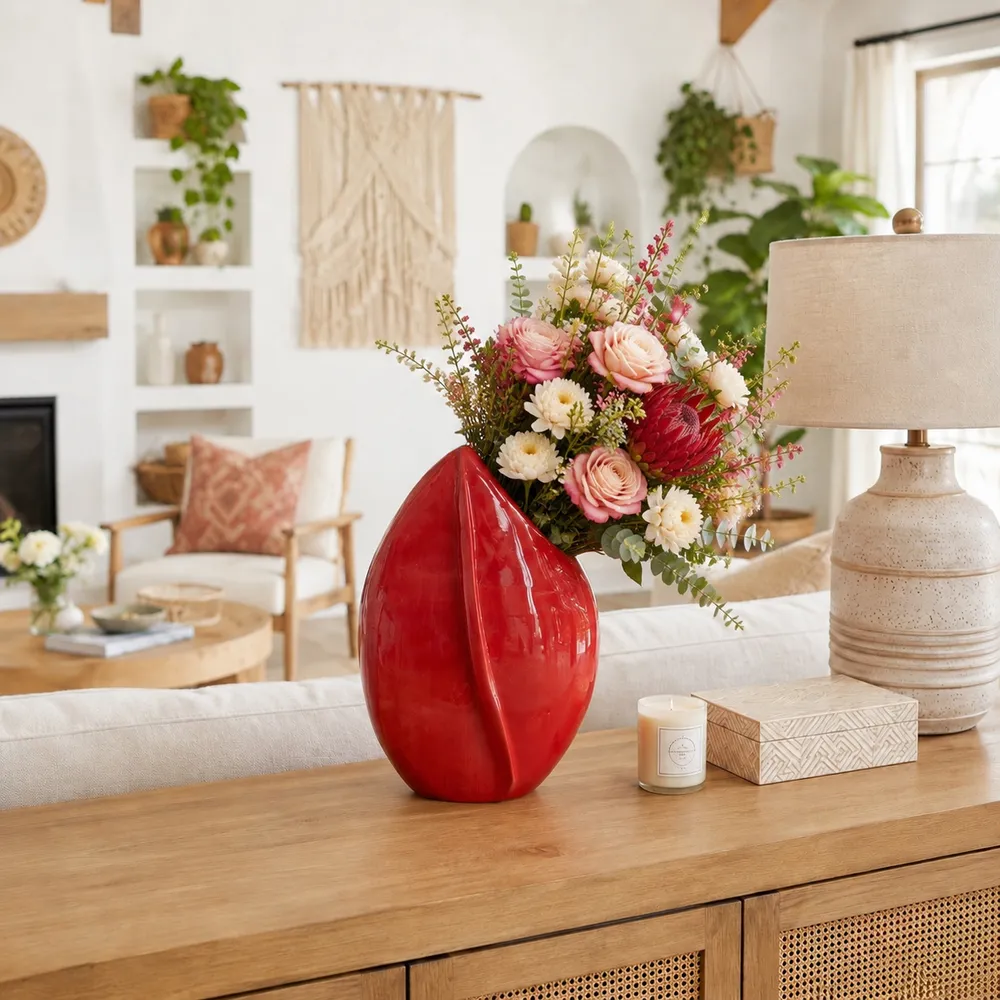 HAMMONDPORT RED VASE 17 (IN)