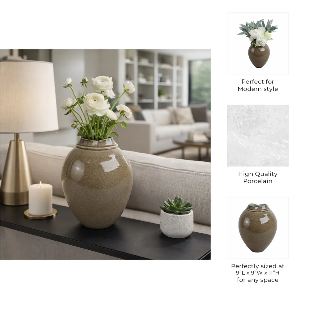 BROGANFORD BROWN VASE 11 (IN)