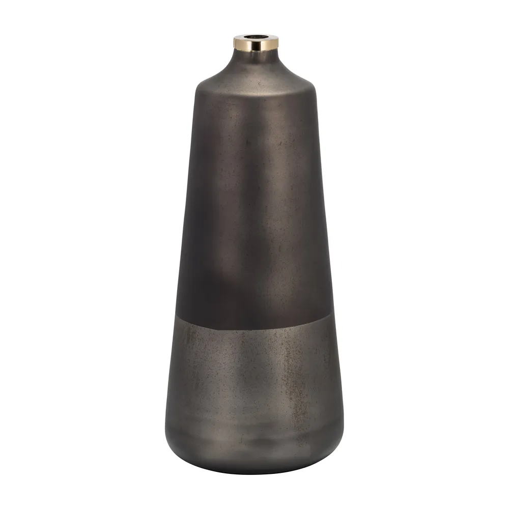 GRISHAMSHAW BRONZE GLASS VASE 21 (IN)