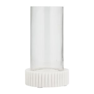 MARBLE, 11"H HURRICANE HOLDER, WHITE KD 3