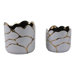 BRIGHTONROSE SET OF 2 WHITE PLANTER 7 (IN) 3