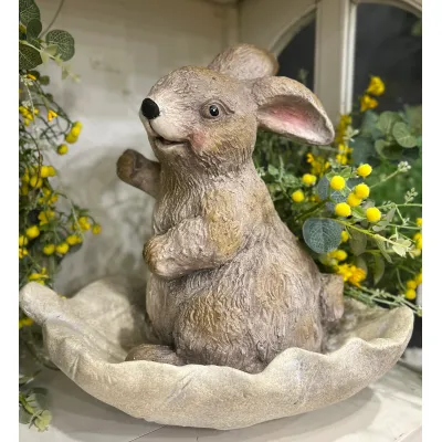 Bunny on Leaf 14.5x9x13.8in