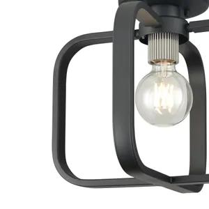 Dylan 13'' Wide 1-Light Flush Mount - Matte Black with Nickel Sockets 4