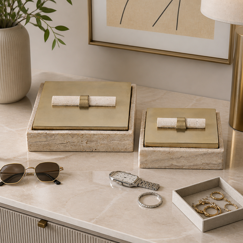 BAYARDWOOD SET OF 2 GOLD BOXES 4 (IN)