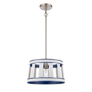 White Burlap 14'' Wide 1-Light Pendant - Ocean Blue 2