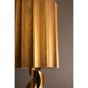 Tall Metal Table Lamp with Antique Gold Finish and Fluted Metal Shade 3