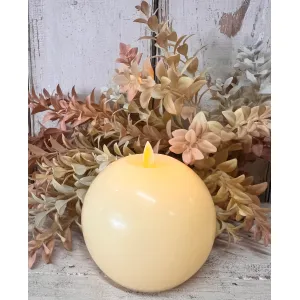 Rustic Cream Round Ball Moving Flame 4.7x4.3in 3