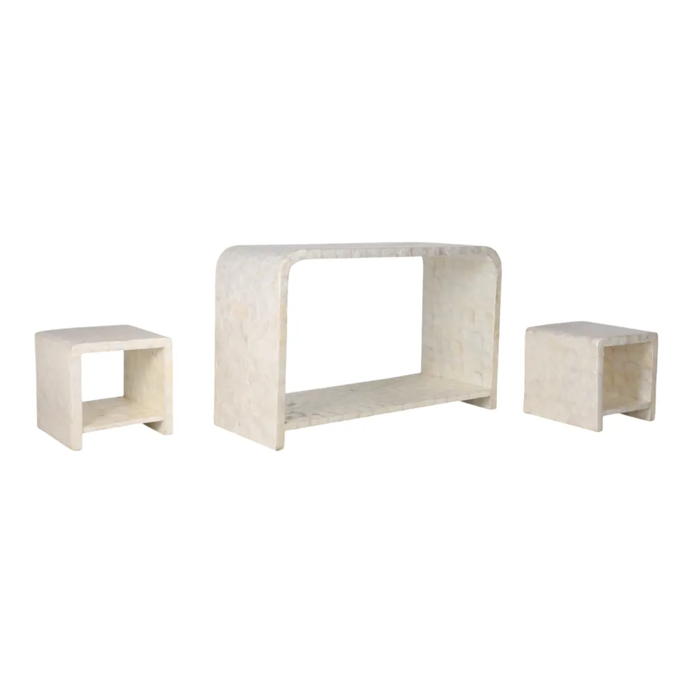 DERMOTHOLM SET OF 3 IVORY CONSOLES 47 (IN)