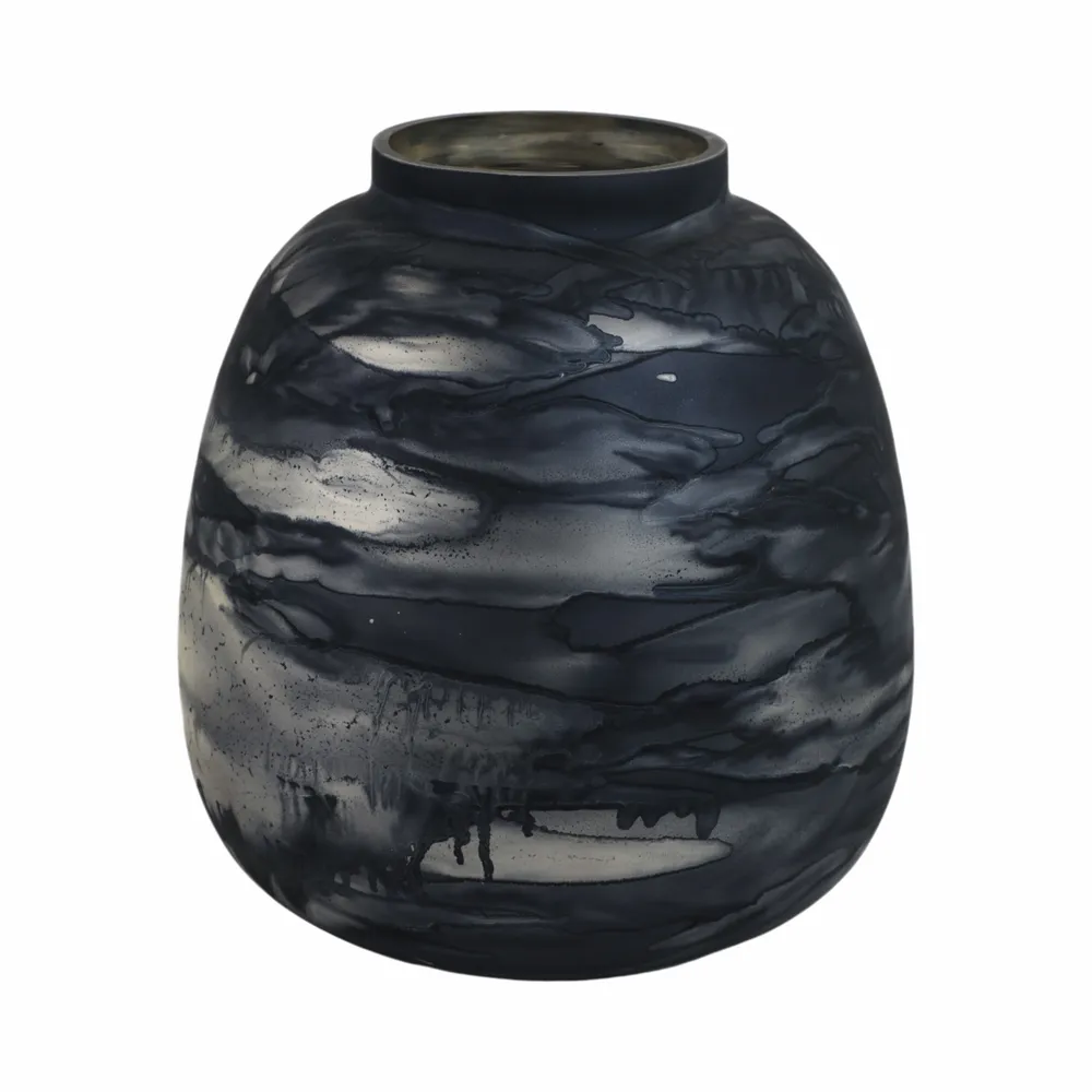 CLYDEBURN BLUE GLASS VASE 13 (IN)
