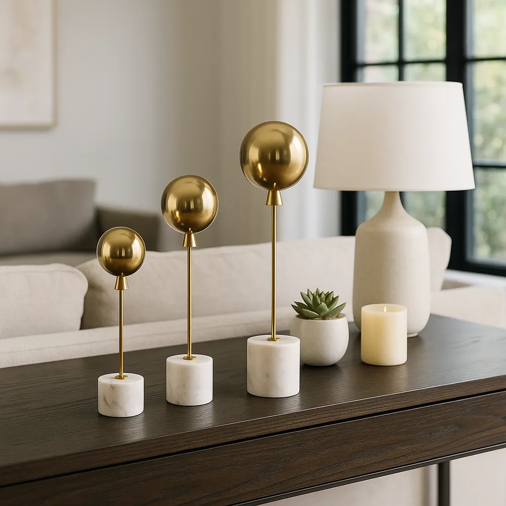 RAFESTONE SET OF 3 GOLD DECOR 18 (IN)