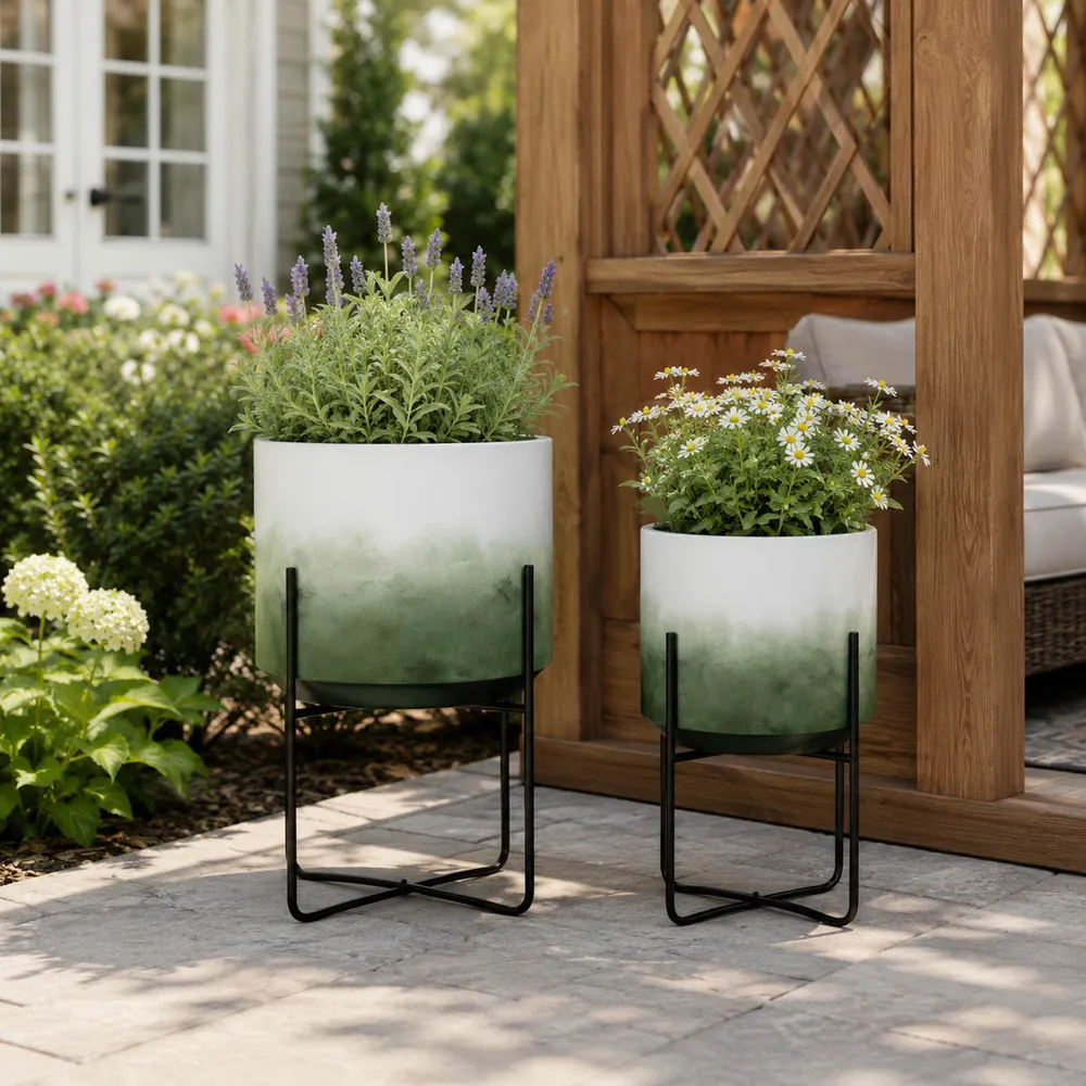 NICOLEHAM SET OF 2 GREEN PLANTER 23 (IN)