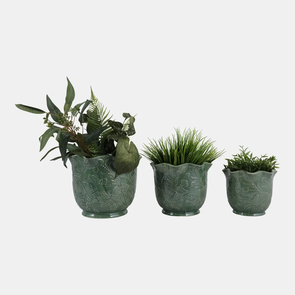 CLAYBROOK SET OF 3 GREEN PLANTER 9 (IN)