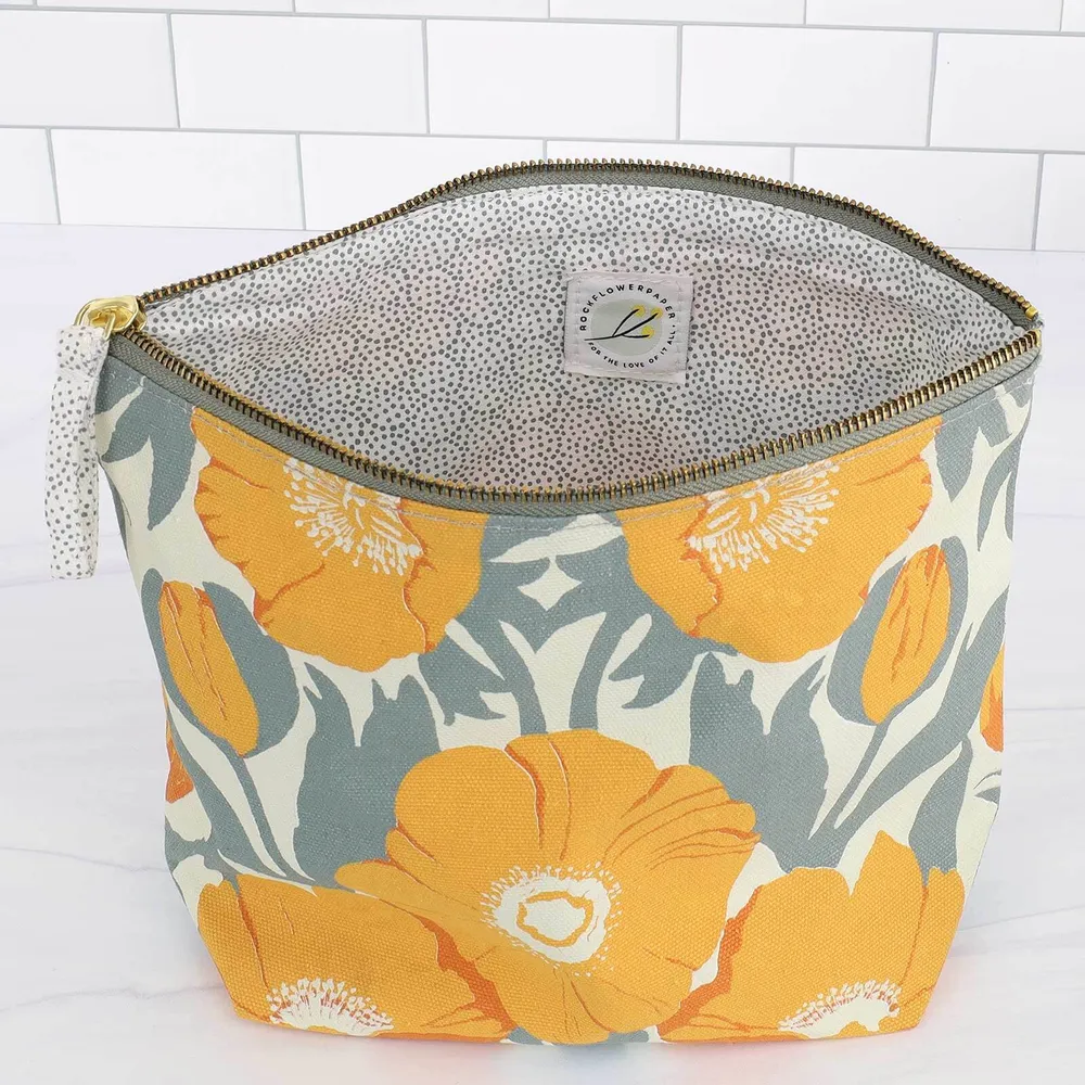 Icelandic Poppies Gold Large Essential Canvas Pouch