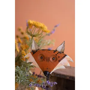 Recycled Metal Fox with Wooden Brick Mold 4