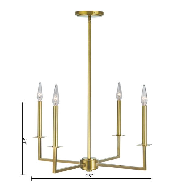 Ray 25.25'' Wide 4-Light Chandelier - Aged Brass