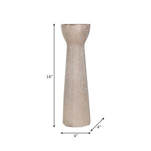 CERAMIC 14" BEAD CANDLE HOLDER,CHAMPAGNE 3