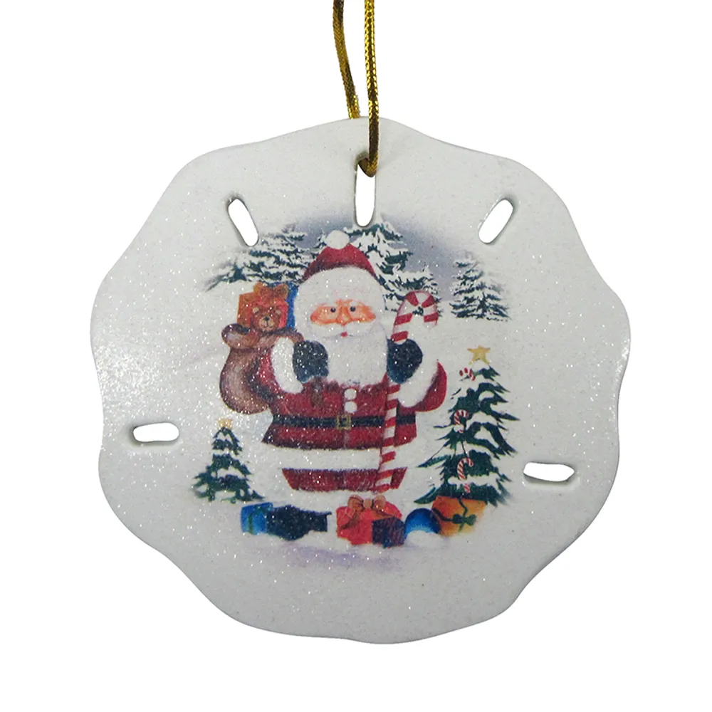 3-3/4" SANTA SAND DOLLAR ORNAMENT