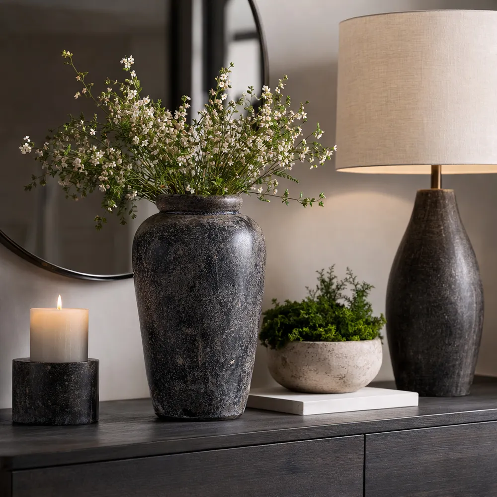 WILSONMOOR BLACK VASE 17 (IN)