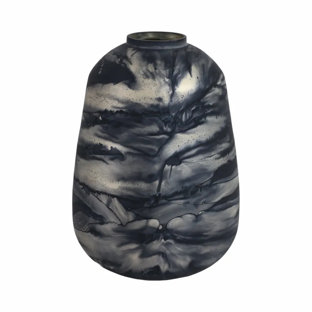 CLYDEBURN BLUE GLASS VASE 12 (IN)