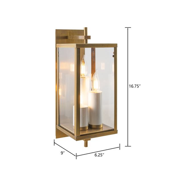 Back Bay 16.75'' High 3-Light Outdoor Sconce - Aged Brass