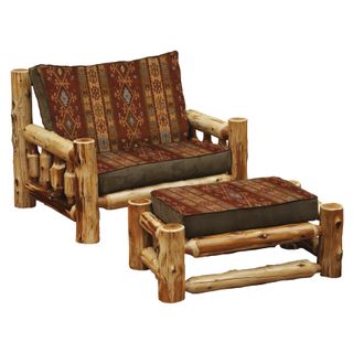 Cedar Log Chair and a Half - Natural - Standard Fabric - Seat:  Fabric TBD;   Backrest:  Fabric TBD