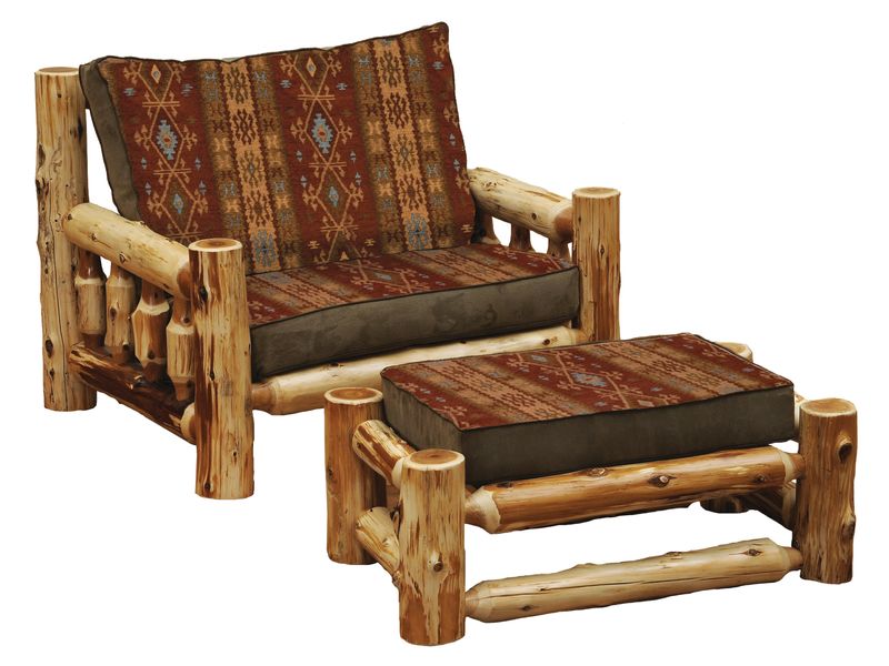 Cedar Log Chair and a Half - Natural - Standard Fabric - Seat:  Fabric TBD;   Backrest:  Fabric TBD 2