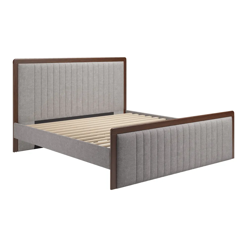 Somune King Bed Gray & Walnut