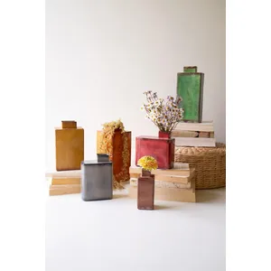 Set of 6 Painted Metal Vases 1