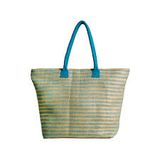 HERRINGBONE RECYCLED STRAP TOTE - SEAFOAM 1