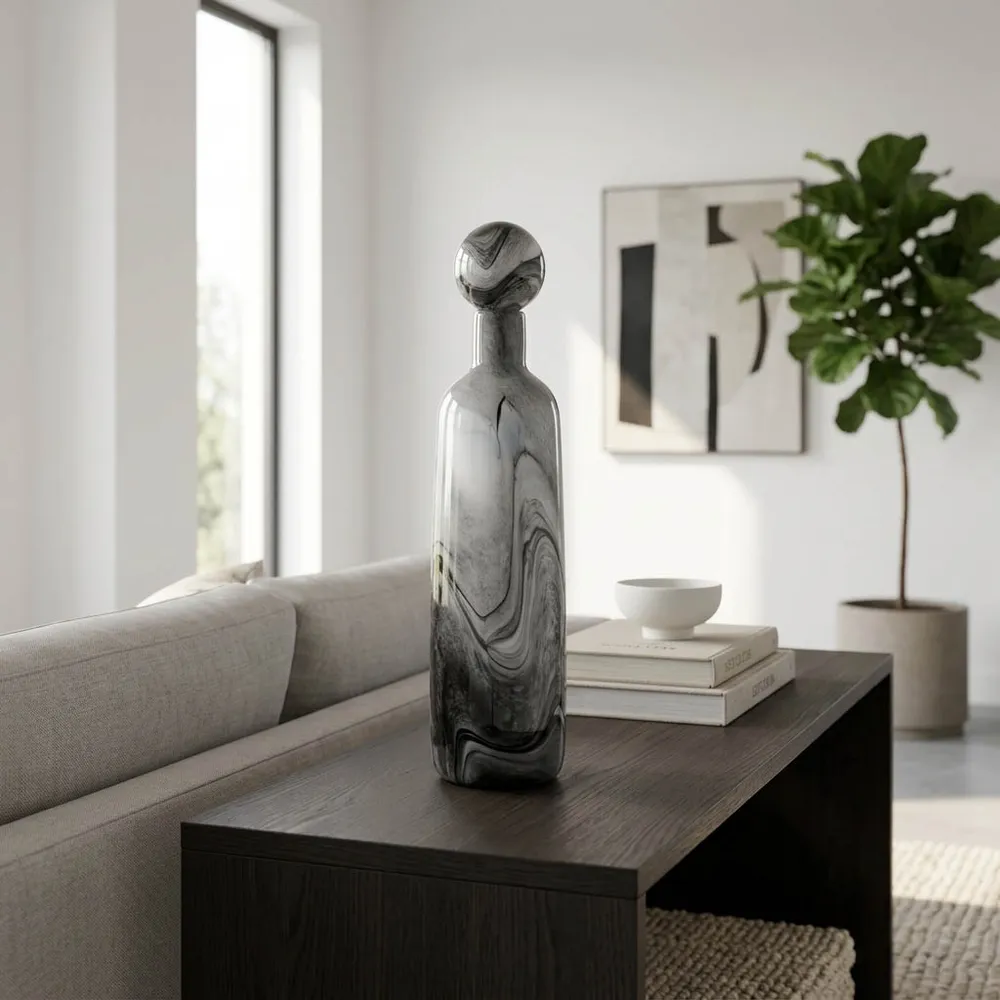 GRIFFINRIDGE GRAY GLASS VASE 22 (IN)