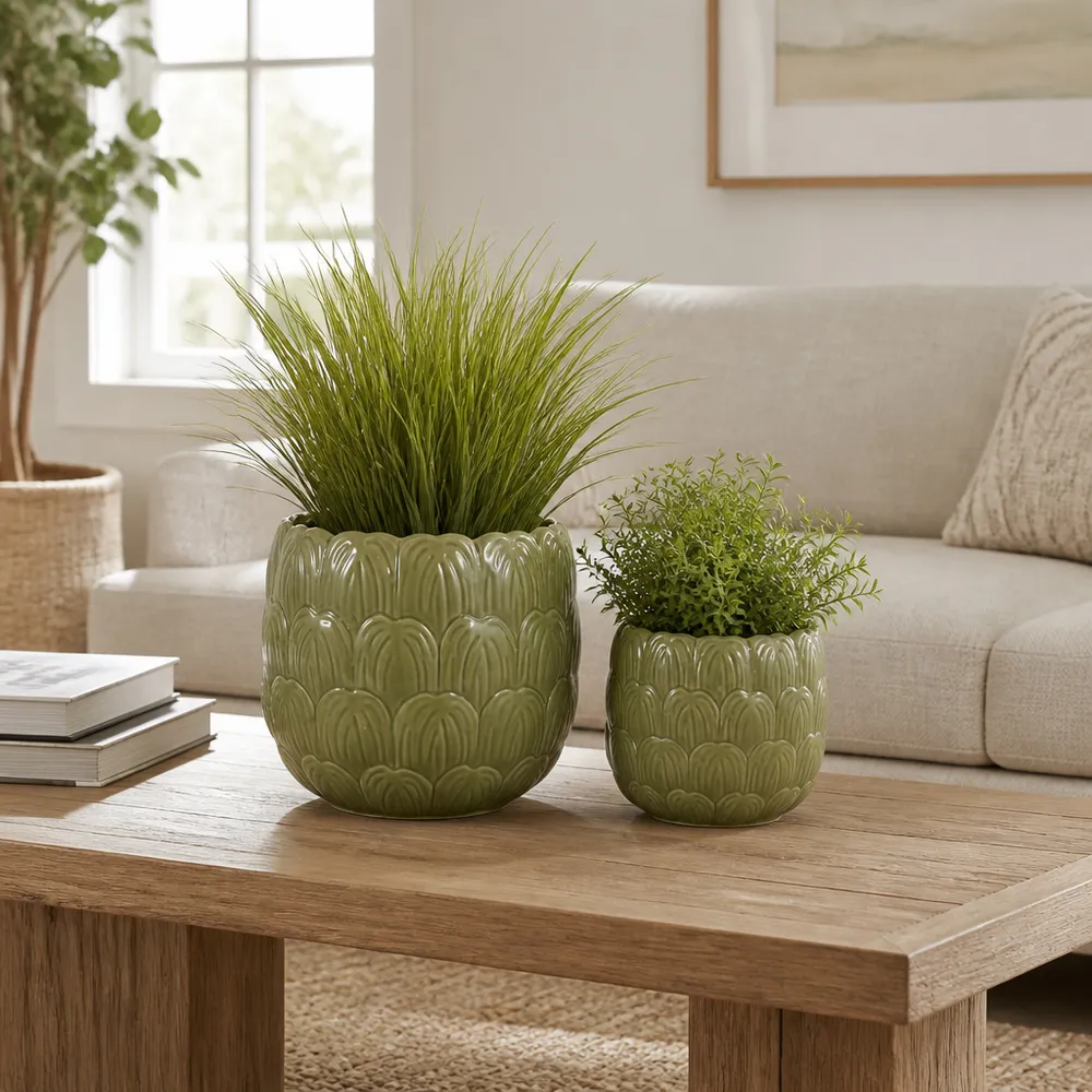 TATUMWOOD SET OF 2 GREEN PLANTER 7 (IN)