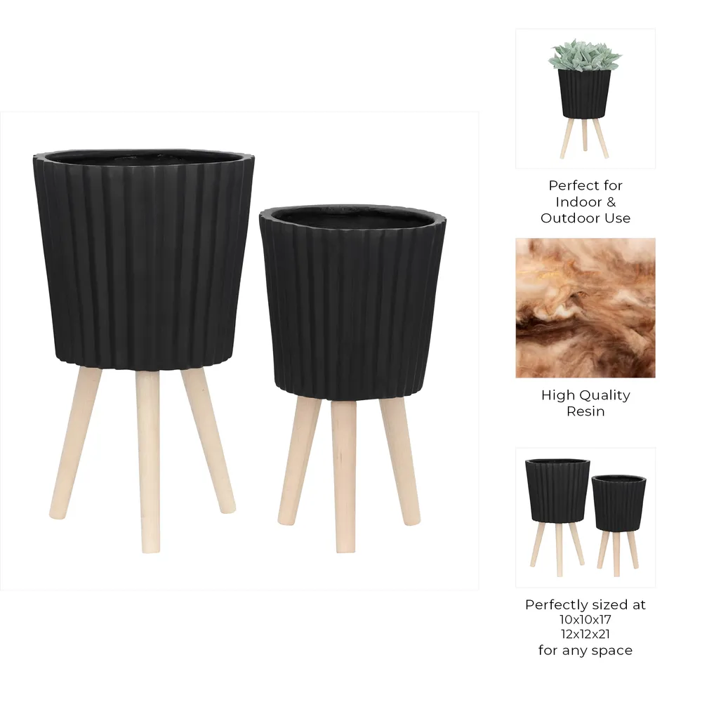 GLASTONCREST SET OF 2 BLACK PLANTER 21 (IN)
