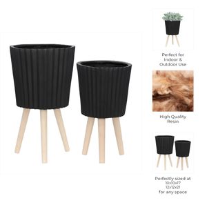 GLASTONCREST SET OF 2 BLACK PLANTER 21 (IN) 10
