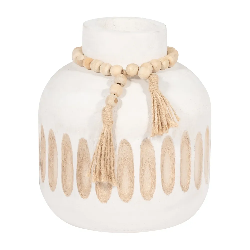 PEARLLAND WHITE VASE 8 (IN)